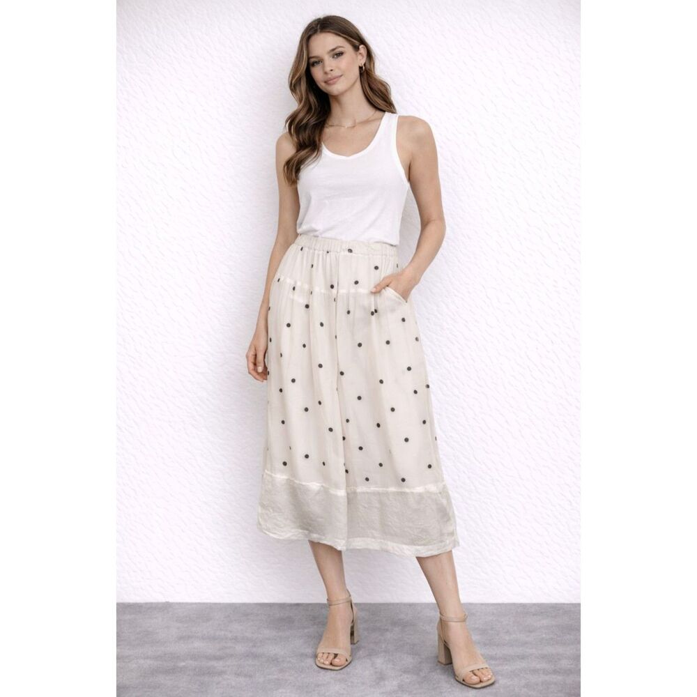 COMME DES GARCONS Robe De Chambre Polka‎ Dot Silk Midi Skirt